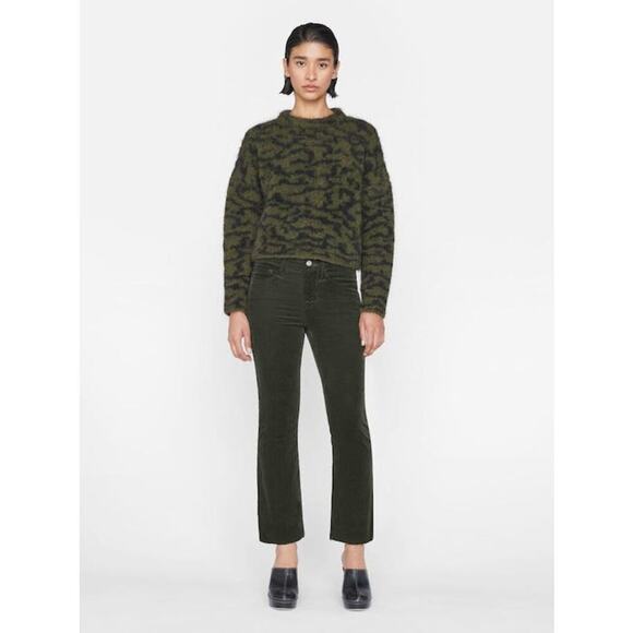 Frame Women's Green Le Crop Mini Corduroy Boot Cut Jeans Size 26